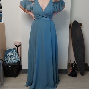 Baby Blue Formal Wrap Dress